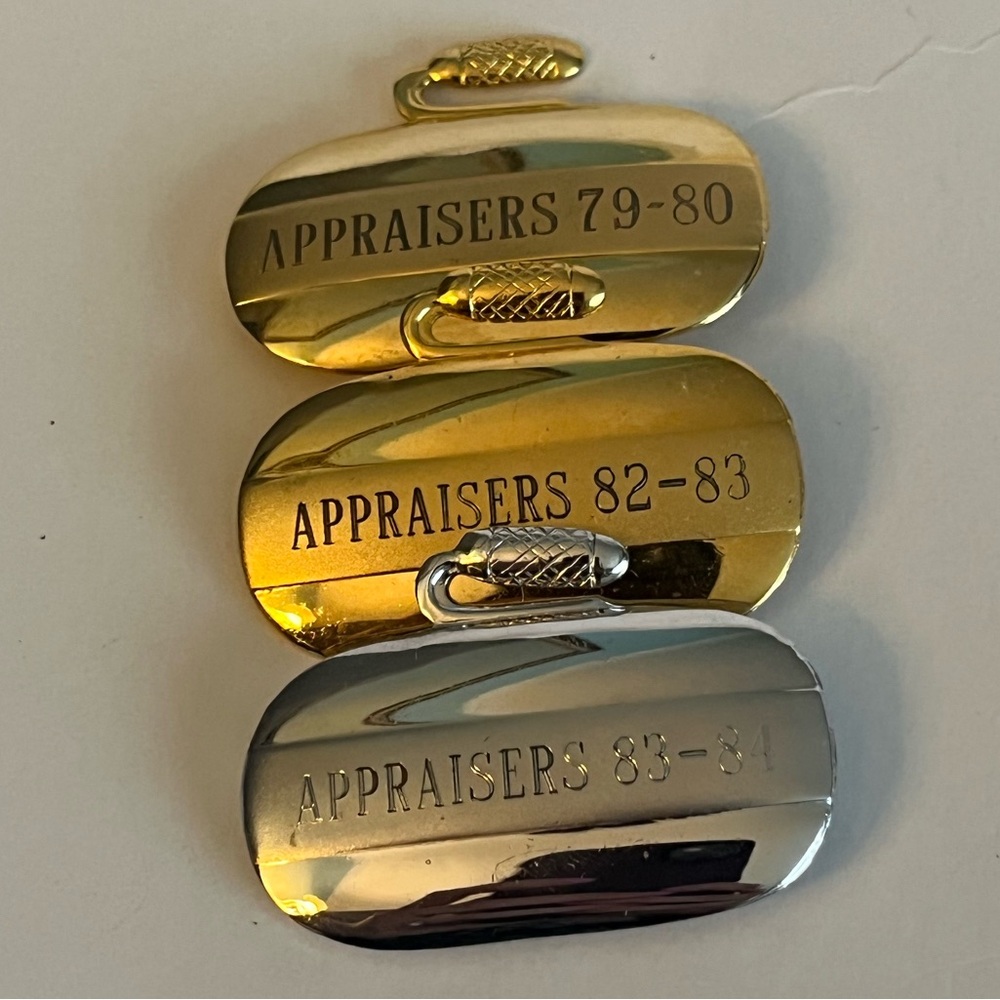 Vintage Appraisers Curling Lapel Pins Ottawa Rock Set Of 3 79-80, 82-83, 83-84